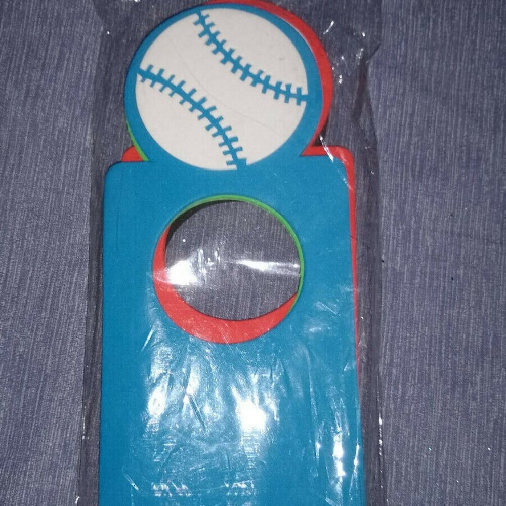 DIY Craft: Foam door hanger Baseball assorted colors set of 4 New